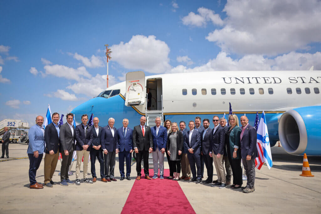 U.S. House Speaker Kevin McCarthy arrives in Israel at the head of a 20-member bipartisan delegation of lawmakers on April 30, 2023. (Photo: Noam Moshkowitz/Knesset Spokesperson)