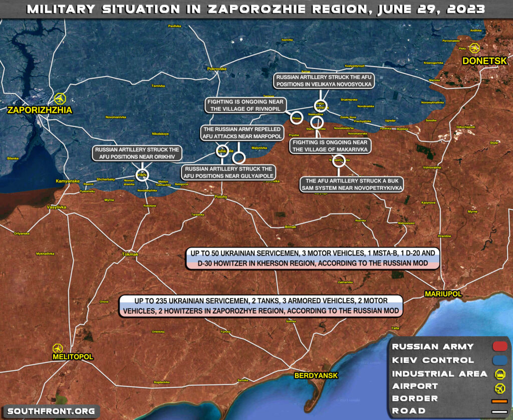 Military Situation In Southern Ukraine On June 29, 2023 (Map Update)