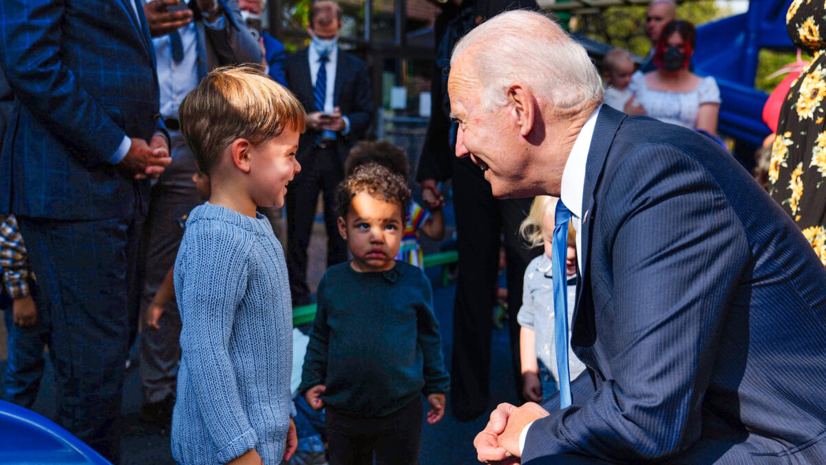 Joe Biden talks to little kids