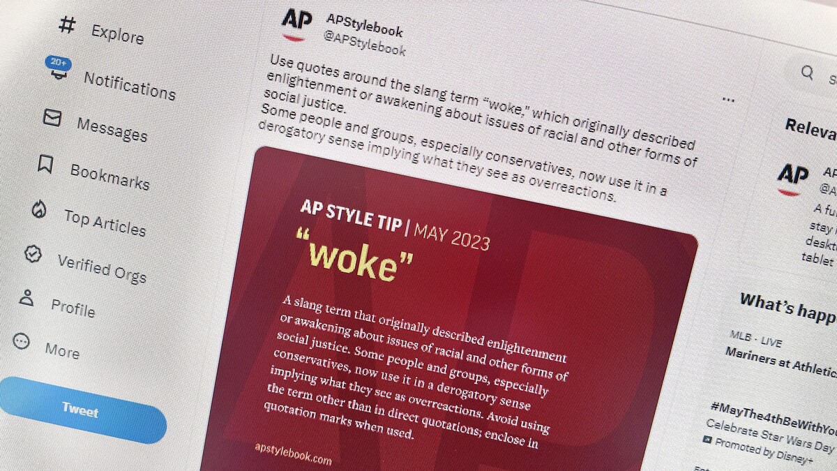 Photo of AP Twitter post about the word 