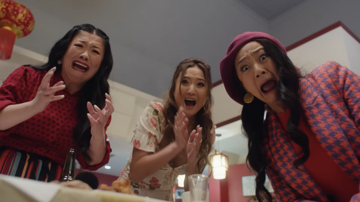 Joe Ride movie scene where three asian women screaming into camera