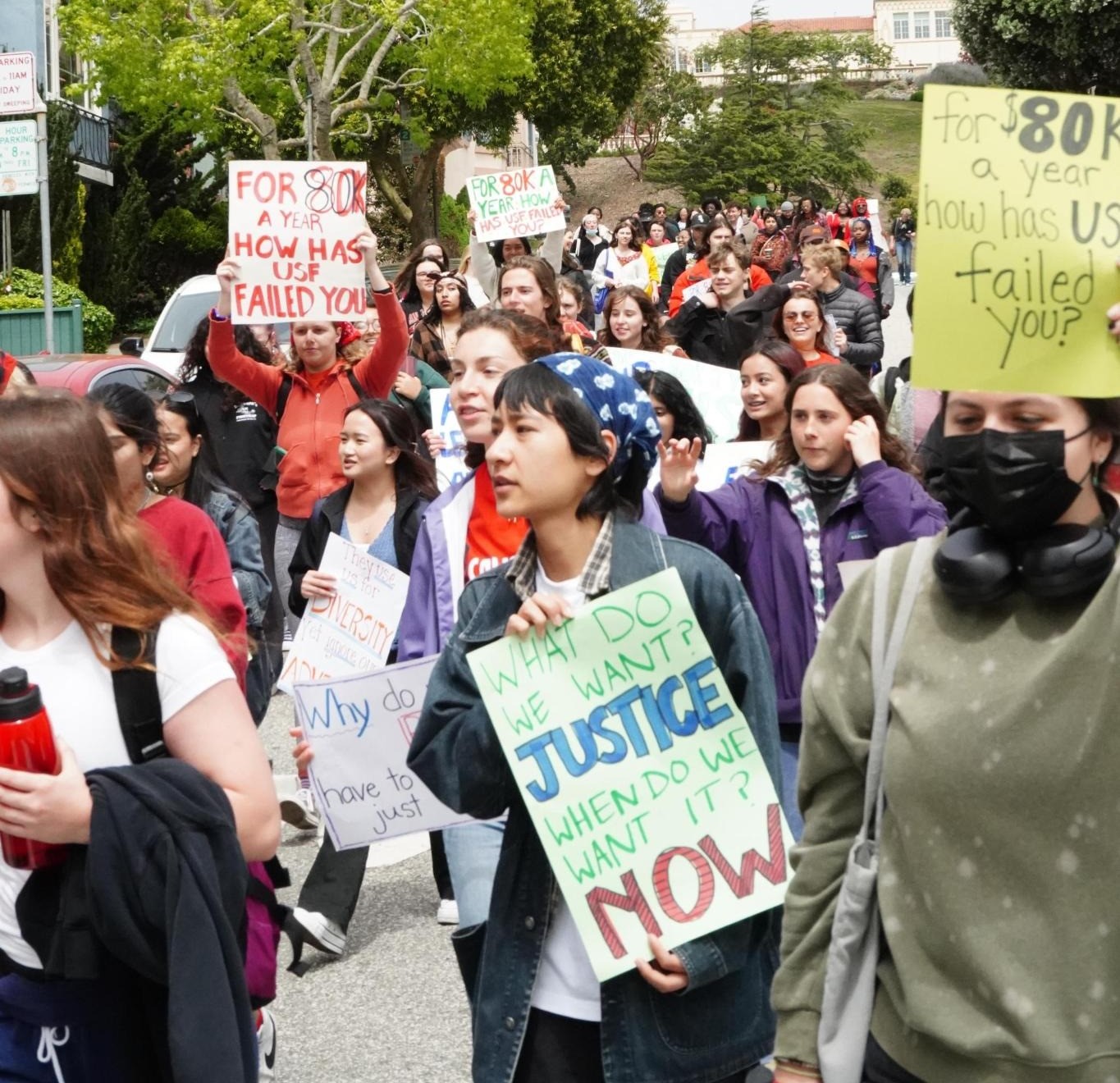 university of san francisco students march to protest student debt